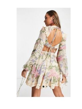 ASOS design floral print mini dress with lace detail trim. Summer Floral